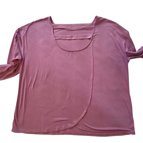 J. Jill Fit Crossover Back Tee, Mauve with three-quarter sleeves, size XL - Picture 2 of 8